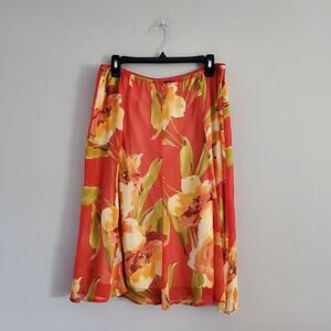Convington Bright Floral Flowy Midi Maxi Skirt L
